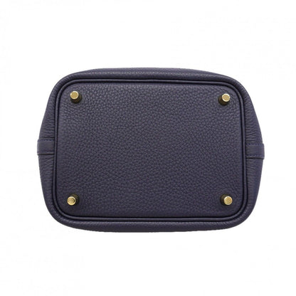 Hermes Handbag Picotin Lock PM Taurillon Clemence Blue Gold — view 3