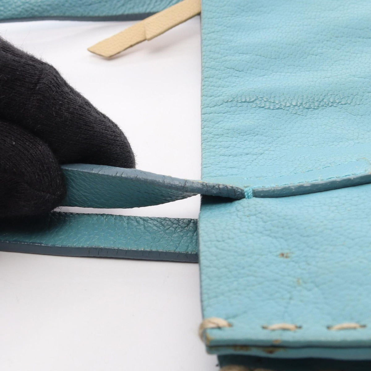 Miu Miu Handbag Logo Blue Leather — view 7