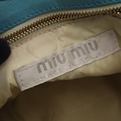 Miu Miu Handbag Logo Blue Leather — view 4