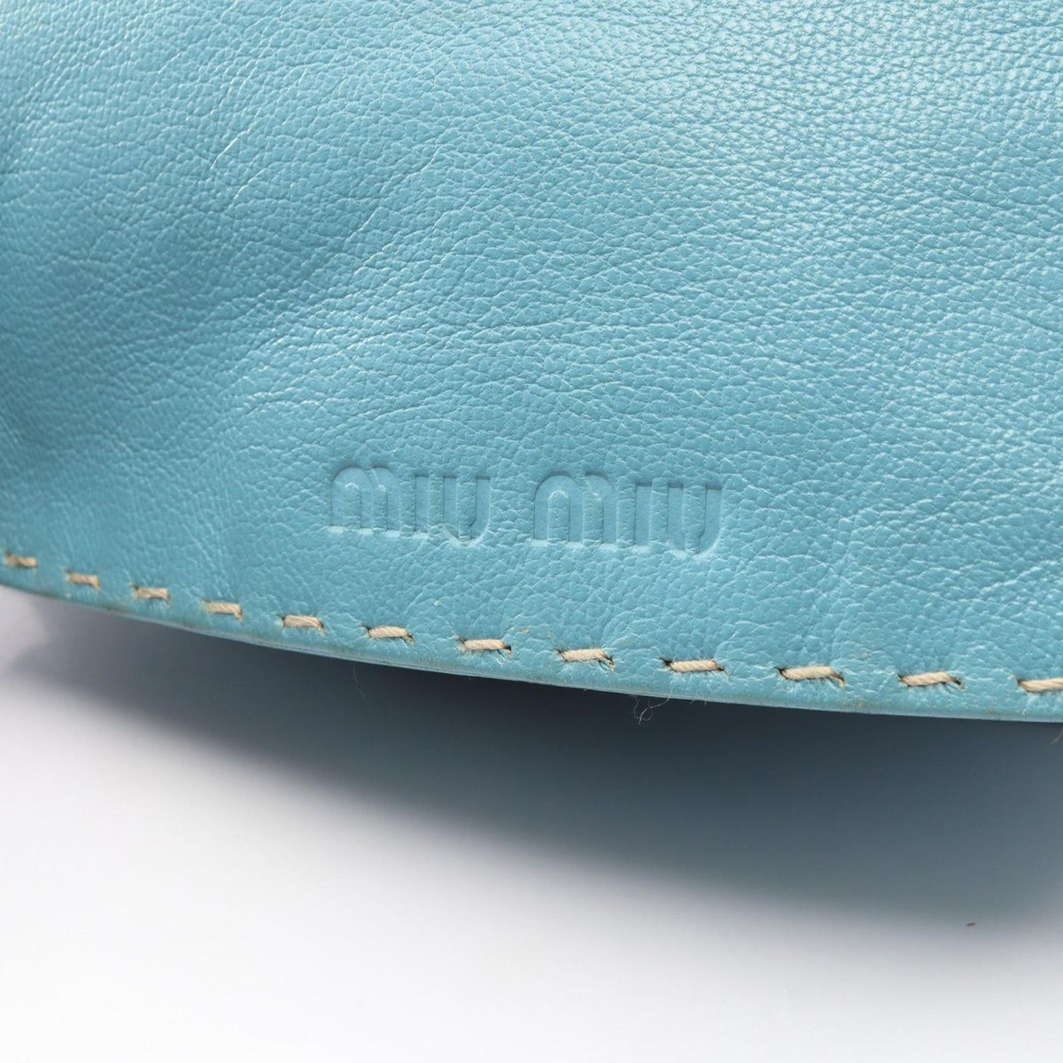 Miu Miu Handbag Logo Blue Leather — view 5