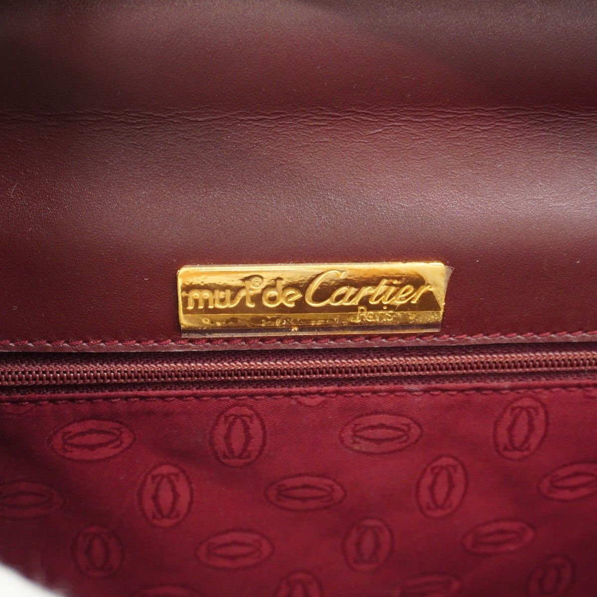 Cartier Handbag Must Leather Bordeaux Gold — view 5
