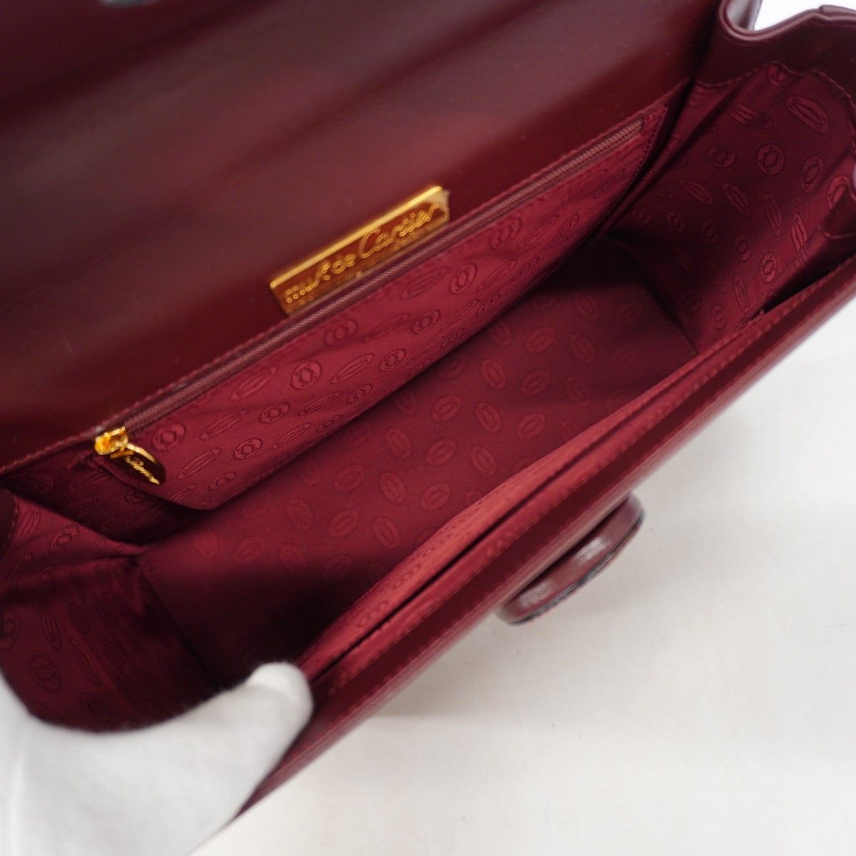 Cartier Handbag Must Leather Bordeaux Gold — view 4