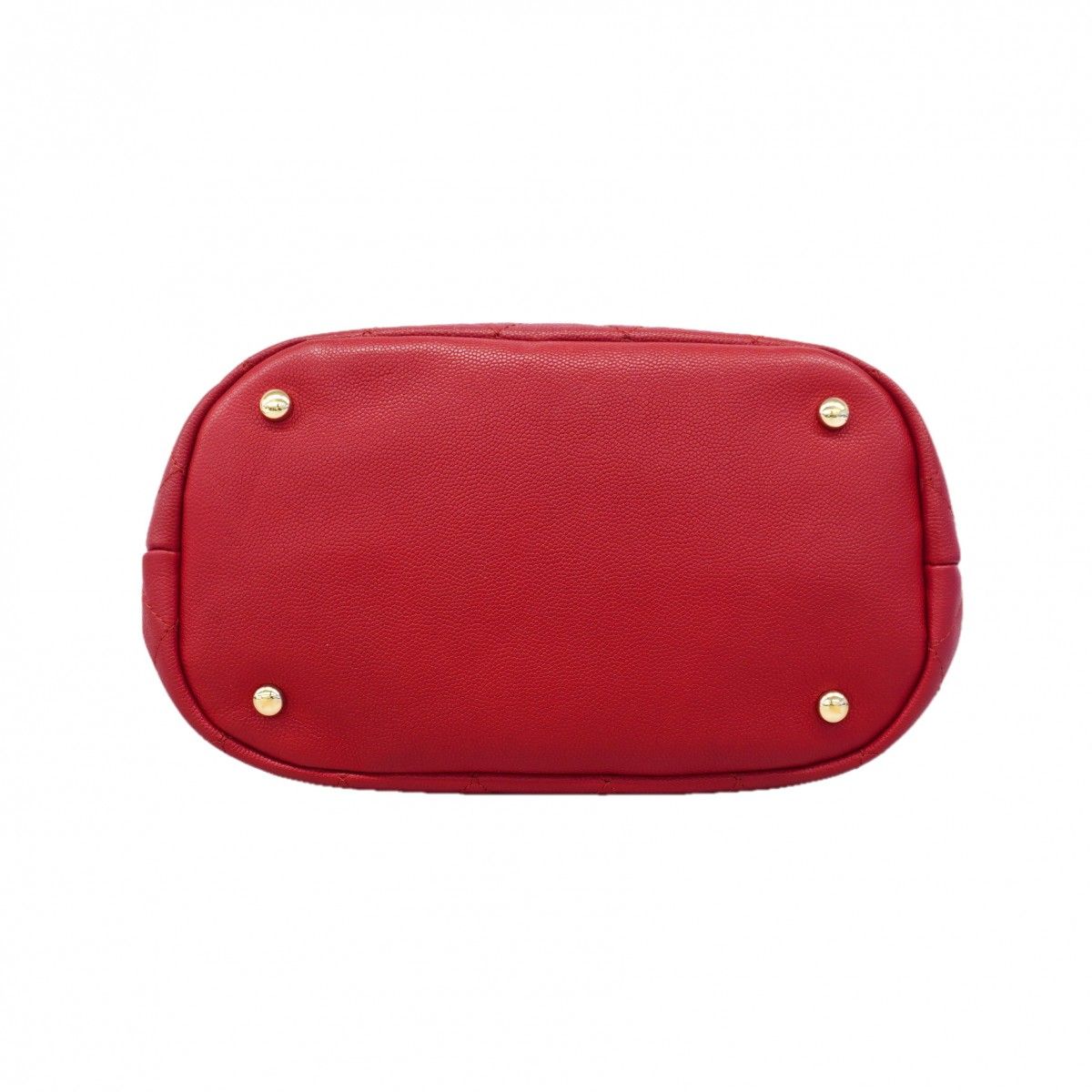 Chanel Handbag Quilted Caviar Leather Red Chien Panning Gold 2-Way — view 3