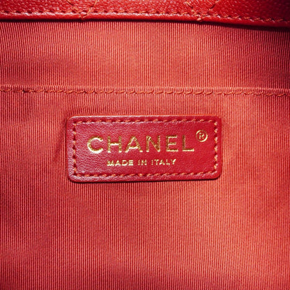 Chanel Handbag Quilted Caviar Leather Red Chien Panning Gold 2-Way — view 5