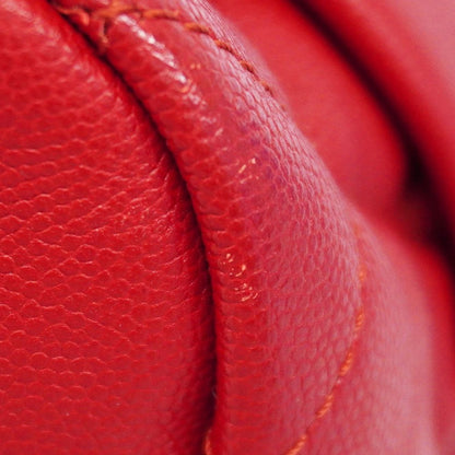 Chanel Handbag Quilted Caviar Leather Red Chien Panning Gold 2-Way — view 6