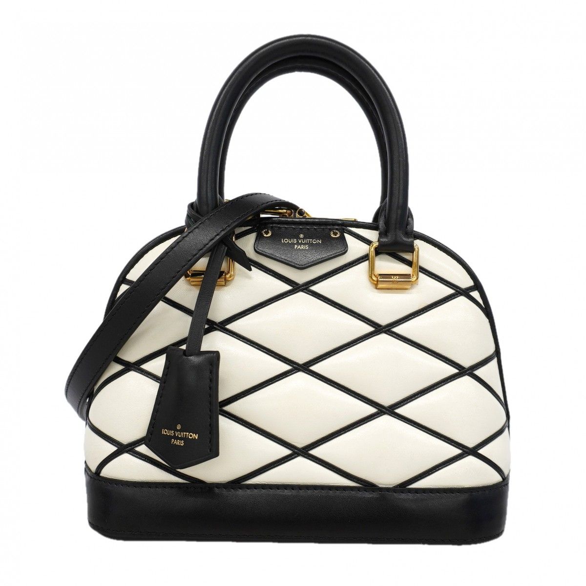 Louis Vuitton Handbag Alma BB White Black 2-Way