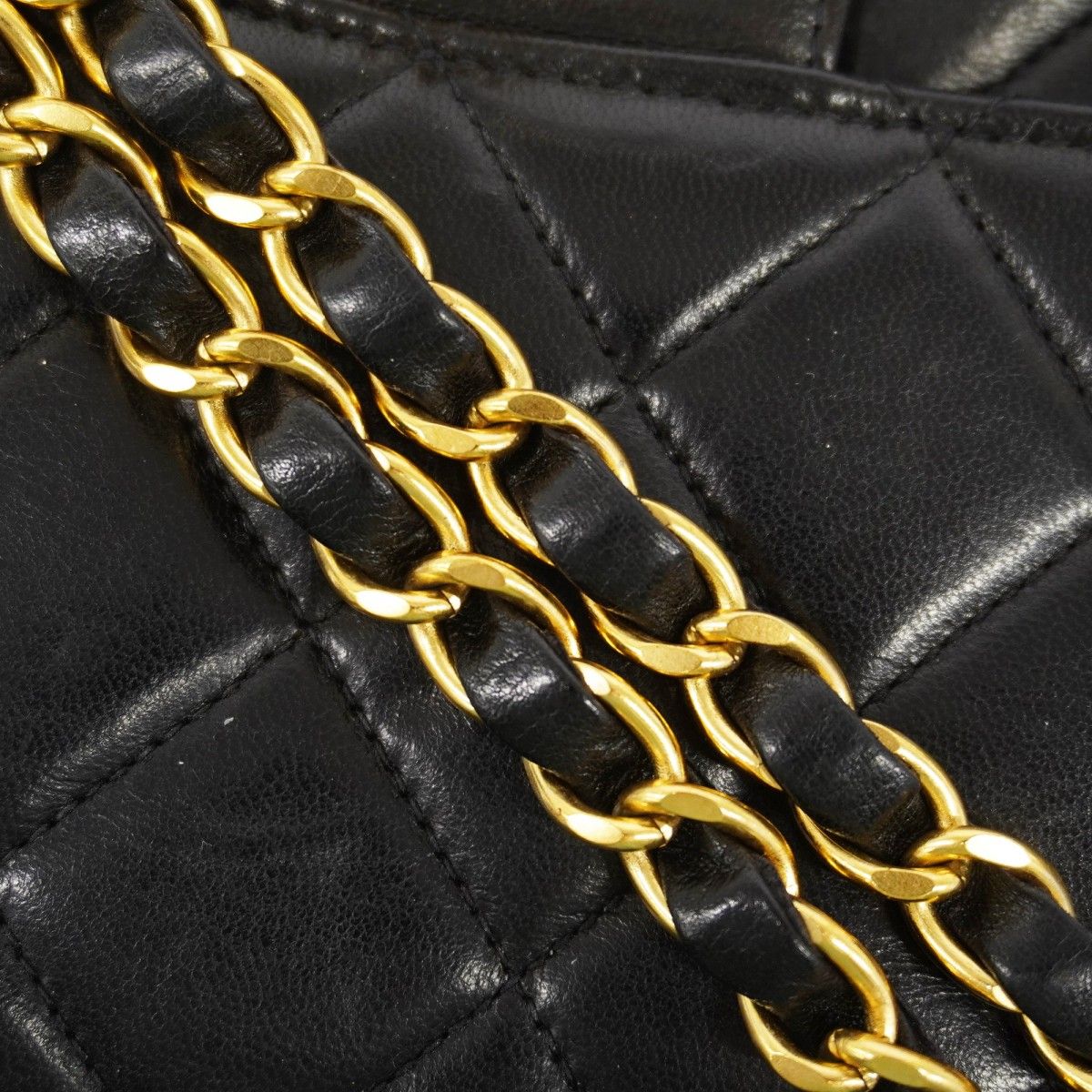 Chanel Shoulder Bag Quilted Double Face Lambskin Black Gold — view 8