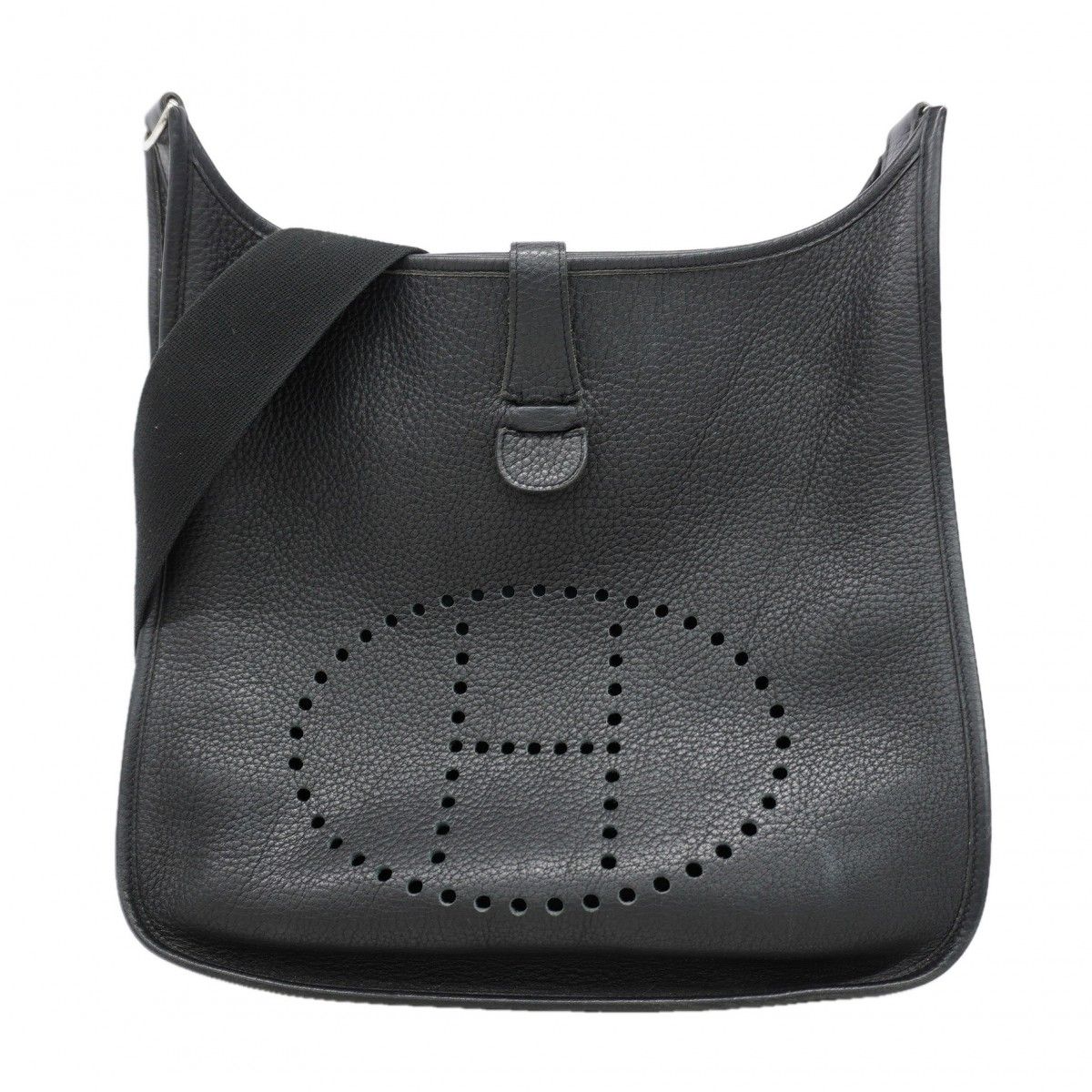 Hermes Shoulder Bag Taurillon Clemence Black Silver