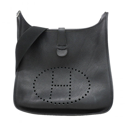 Hermes Shoulder Bag Taurillon Clemence Black Silver