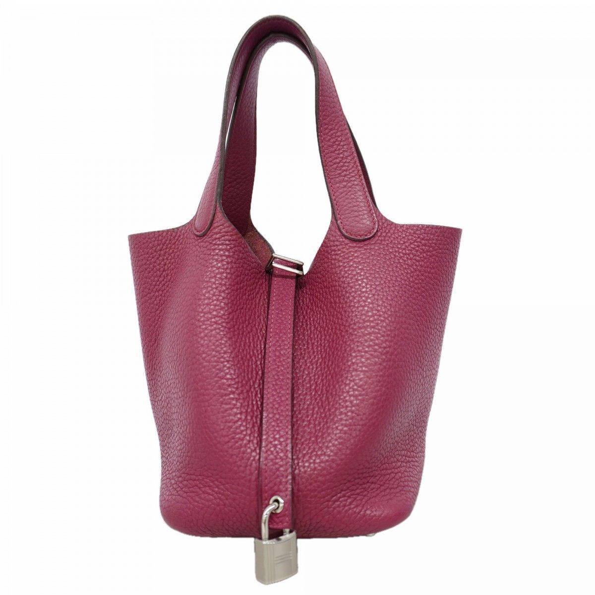 Hermes Handbag Picotin Lock PM Taurillon Clemence Tosca Silver