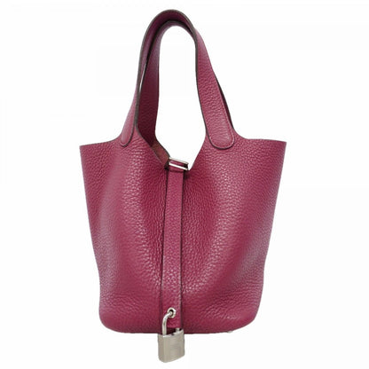 Hermes Handbag Picotin Lock PM Taurillon Clemence Tosca Silver