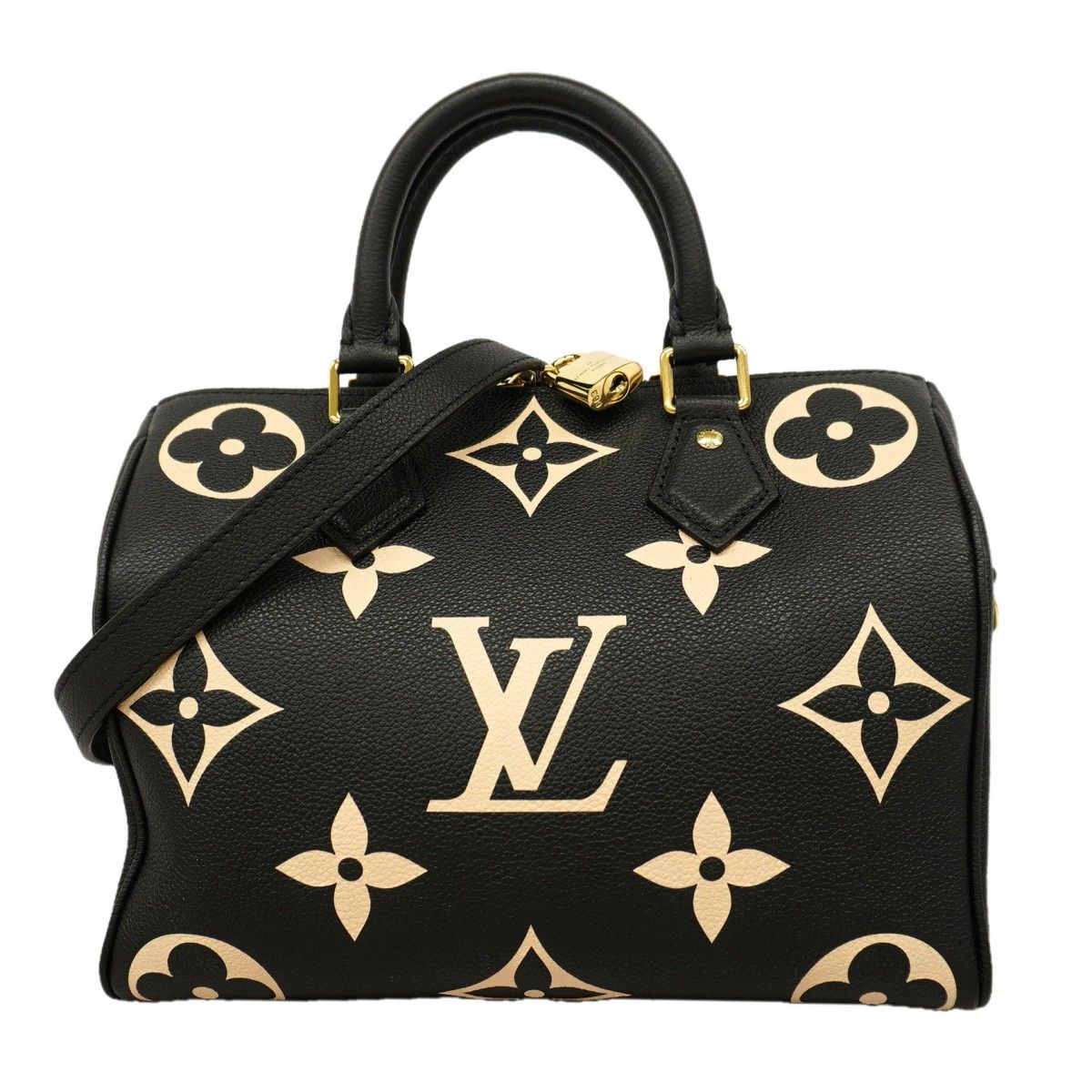 Louis Vuitton Handbag Monogram Empreinte Bicolor Speedy Bandouliere 25 Black