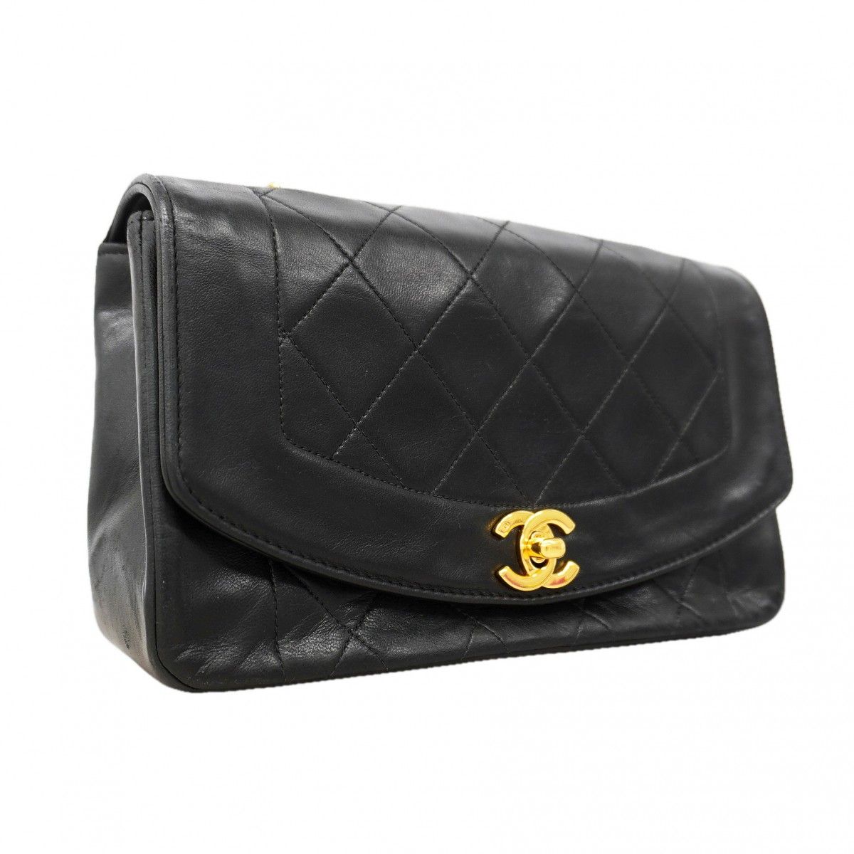 Chanel Shoulder Bag Diana Lambskin Black Gold — view 2