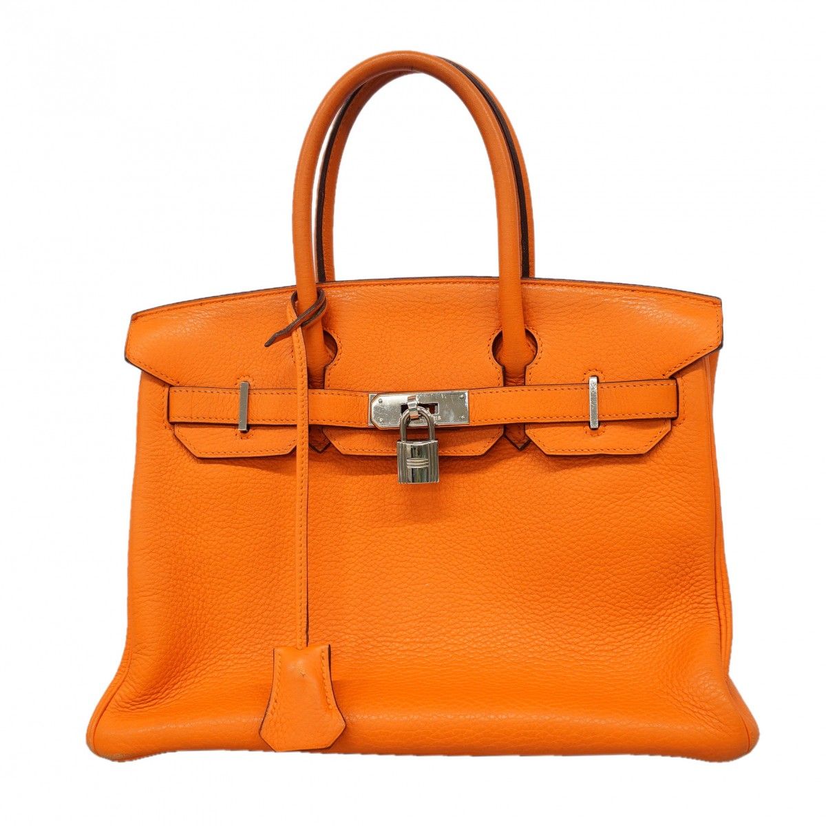 Hermes Handbag Birkin 30 Togo Orange Silver