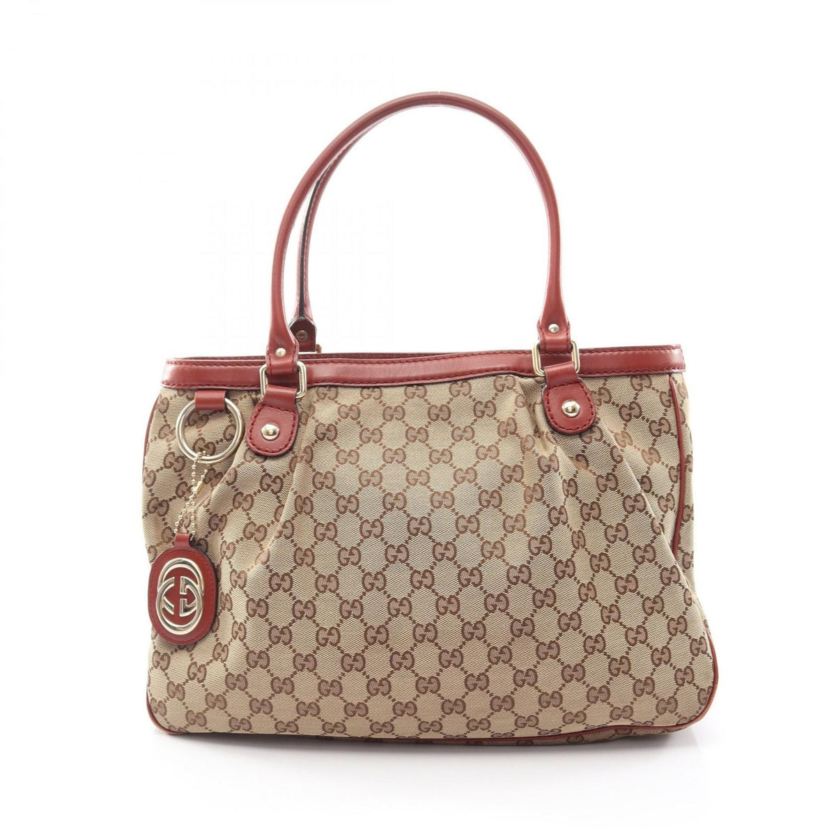 Gucci Tote Bag Sukey Beige Bordeaux Canvas Leather