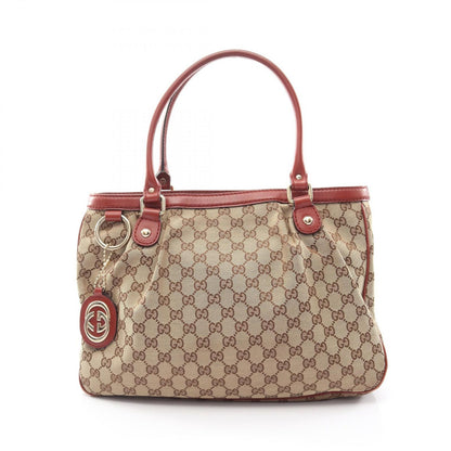 Gucci Tote Bag Sukey Beige Bordeaux Canvas Leather