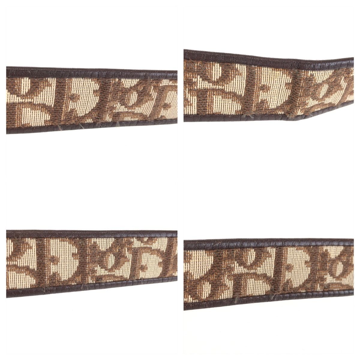 Dior Trotter 65 Brown Beige Gold Canvas Leather Belt — view 8