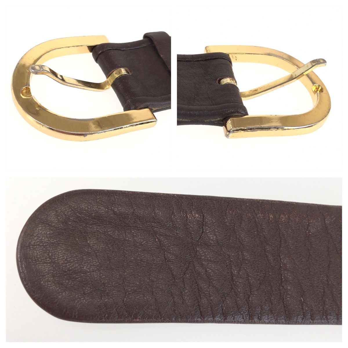 Dior Trotter 65 Brown Beige Gold Canvas Leather Belt — view 7