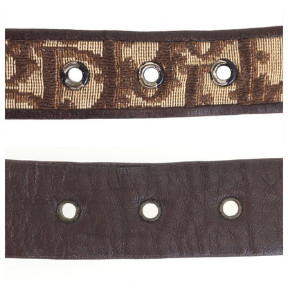 Dior Trotter 65 Brown Beige Gold Canvas Leather Belt — view 6