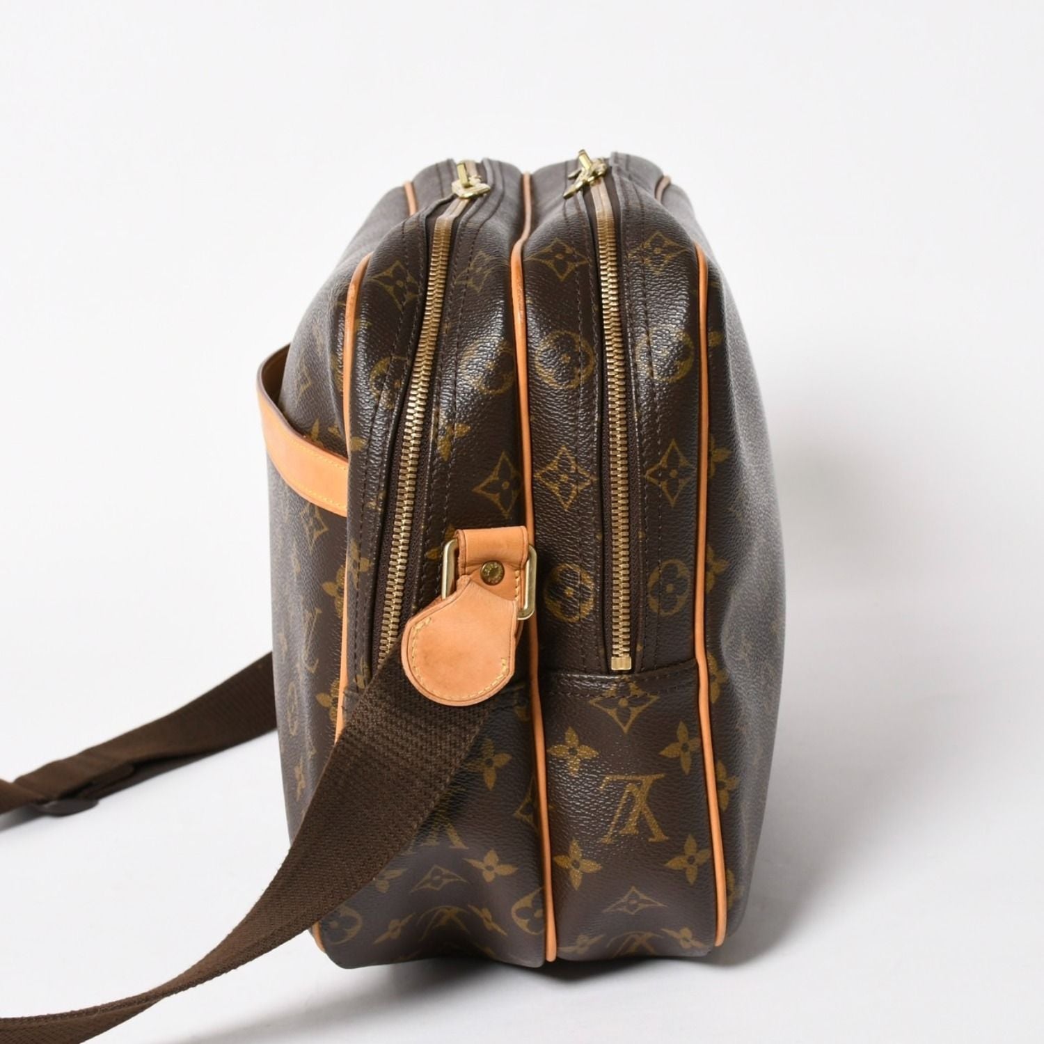 Louis Vuitton Reporter GM Shoulder Bag Monogram Canvas Brown Gold — view 4
