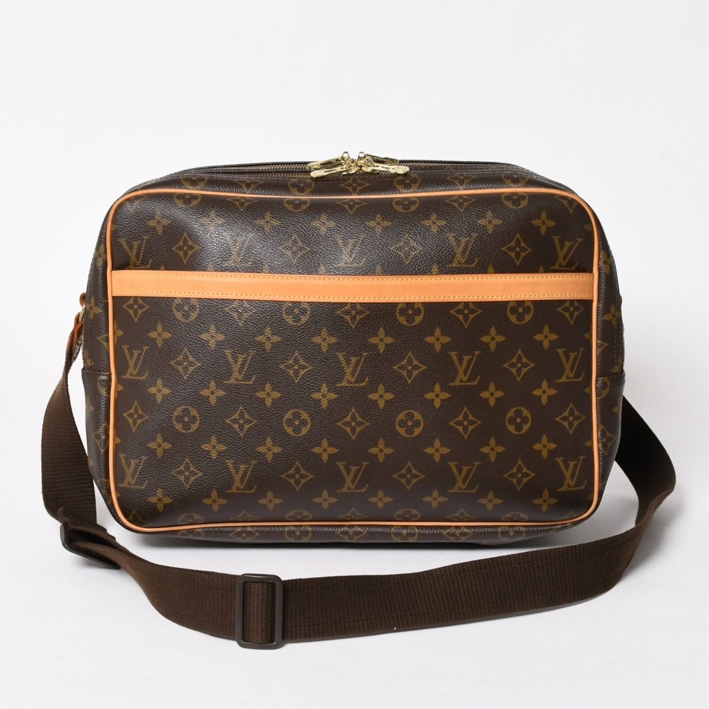 Louis Vuitton Reporter GM Shoulder Bag Monogram Canvas Brown Gold