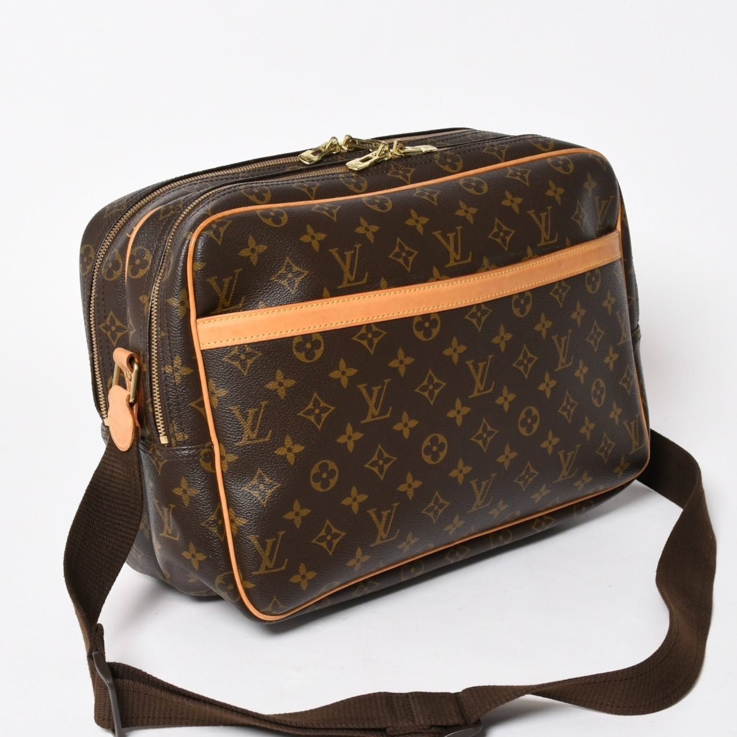 Louis Vuitton Reporter GM Shoulder Bag Monogram Canvas Brown Gold — view 3