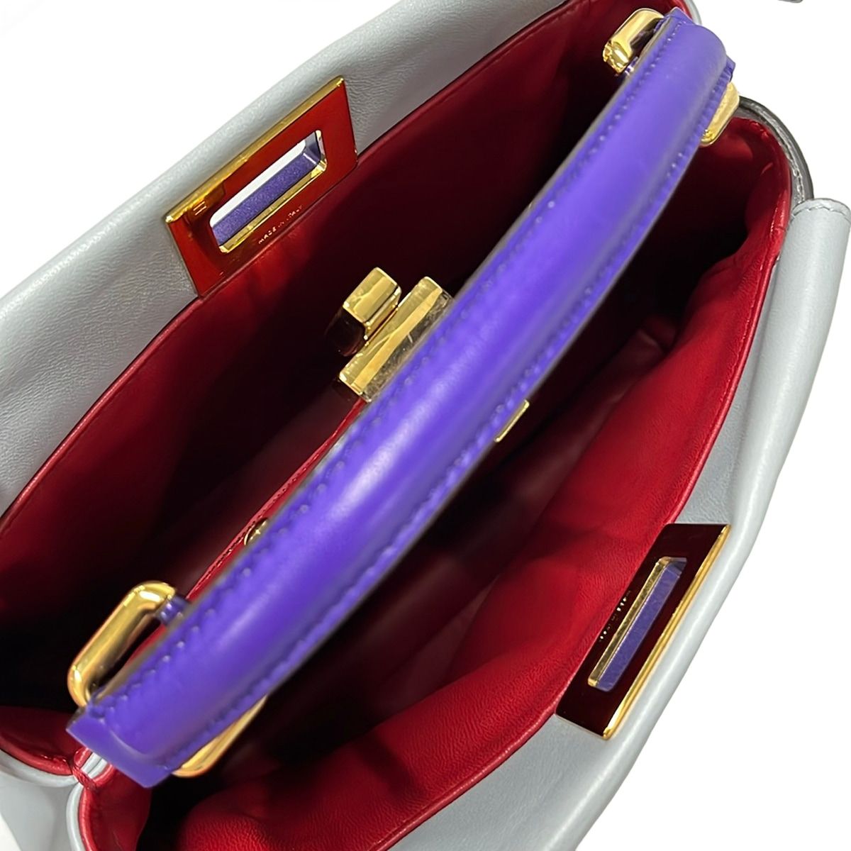 Fendi Handbag Peekaboo Iconic Small Selleria Light Blue Leather — view 7