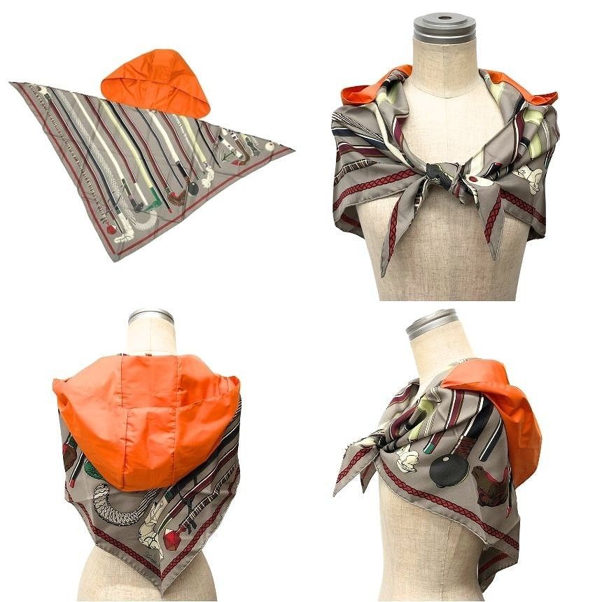 Hermes Items Petit Triangle Scarf Carre Hooded Pointe les Cannes Cane Balaclava — view 2