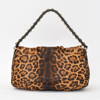Fendi Shoulder Bag Mamma Baguette Silver Leopard Leather Calf Hair — view 3