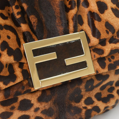 Fendi Shoulder Bag Mamma Baguette Silver Leopard Leather Calf Hair — view 5