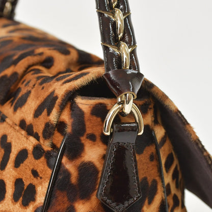 Fendi Shoulder Bag Mamma Baguette Silver Leopard Leather Calf Hair — view 6