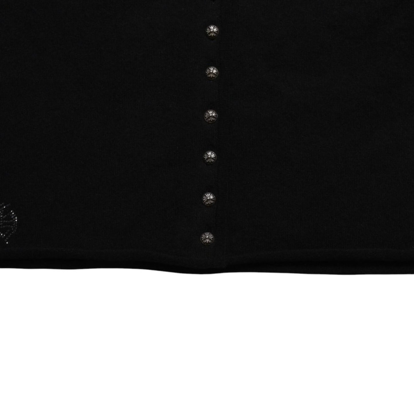 Chrome Hearts Knit Cardigan Cashmere Rhinestone Heart Decoration Black Silver XL — view 6