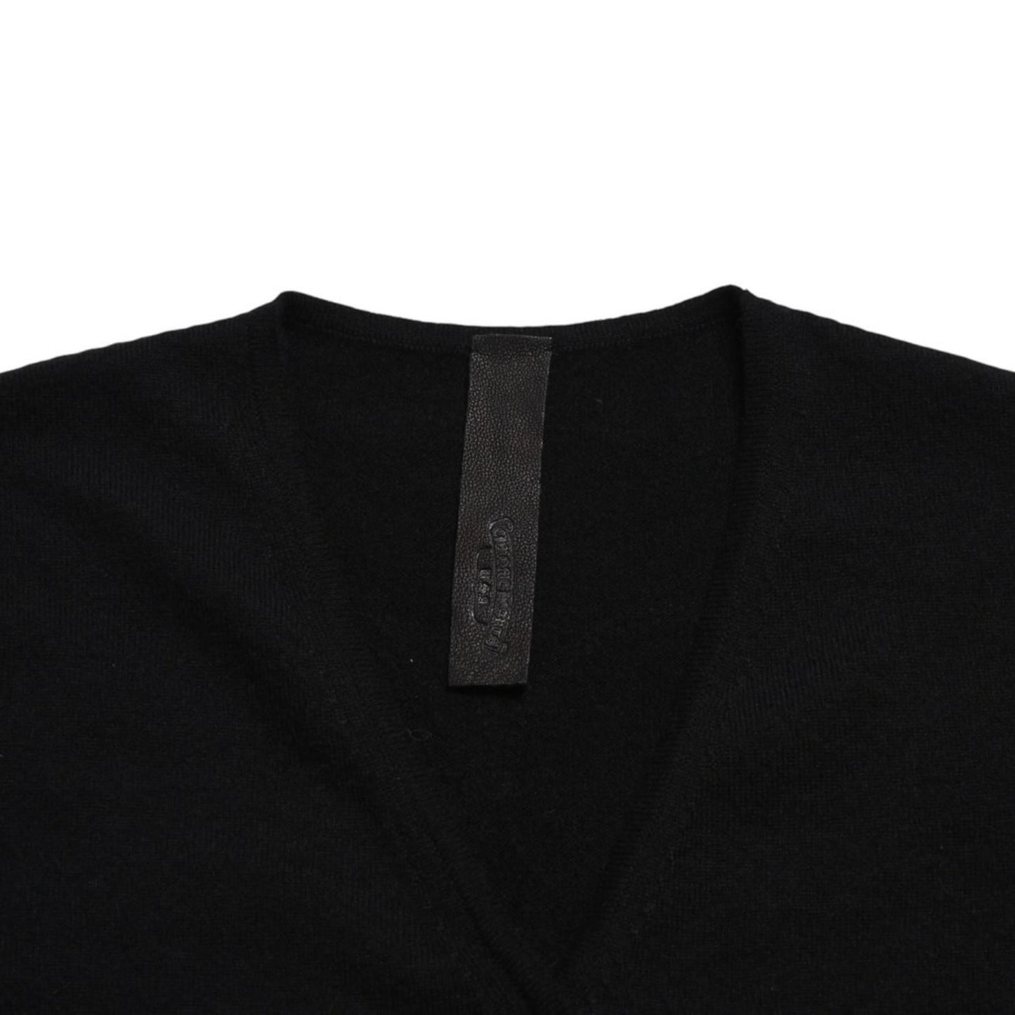 Chrome Hearts Knit Cardigan Cashmere Rhinestone Heart Decoration Black Silver XL — view 3