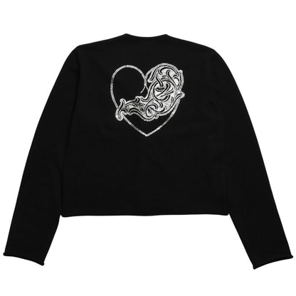Chrome Hearts Knit Cardigan Cashmere Rhinestone Heart Decoration Black Silver XL — view 2