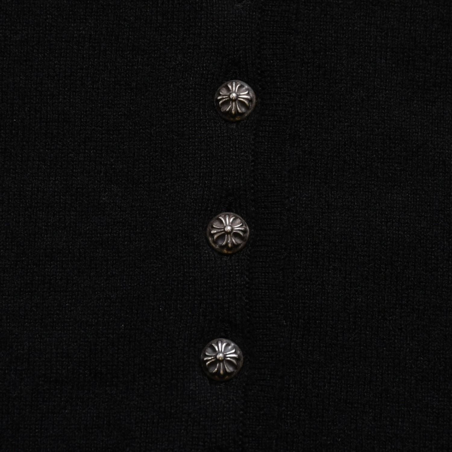 Chrome Hearts Knit Cardigan Cashmere Rhinestone Heart Decoration Black Silver XL — view 8