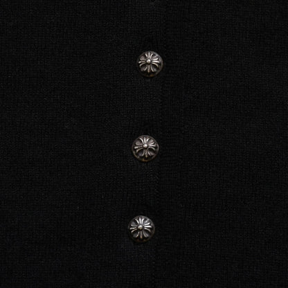 Chrome Hearts Knit Cardigan Cashmere Rhinestone Heart Decoration Black Silver XL — view 8