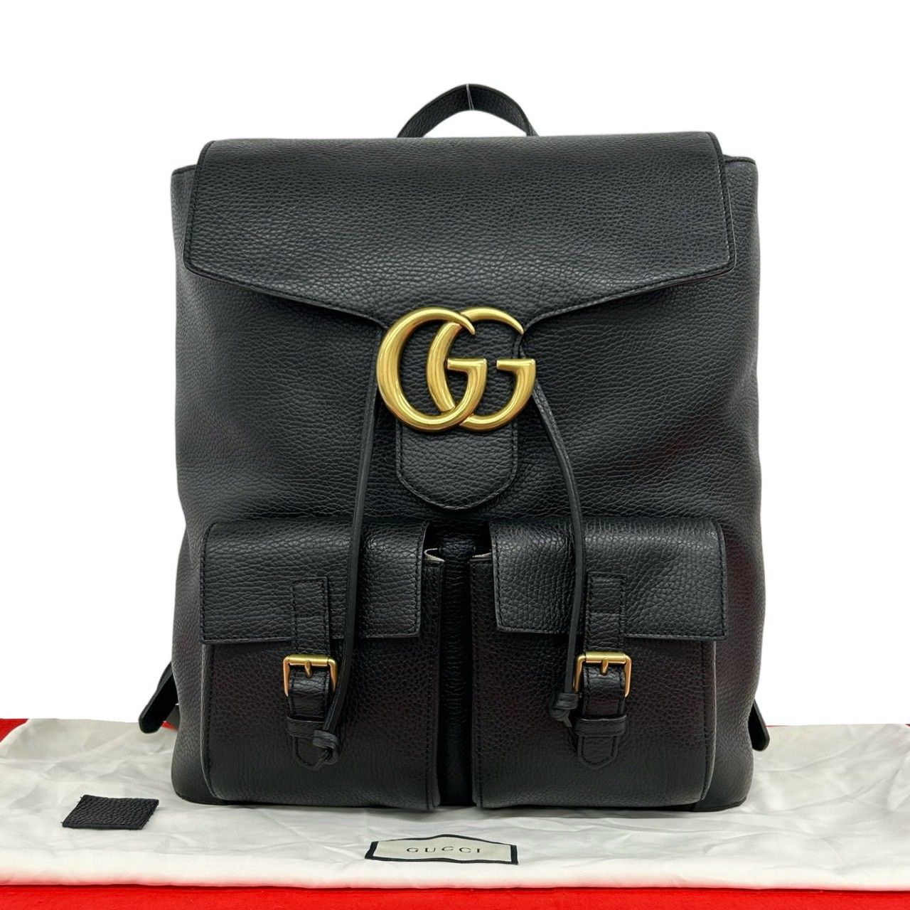 Gucci GG Logo Leather Backpack Black