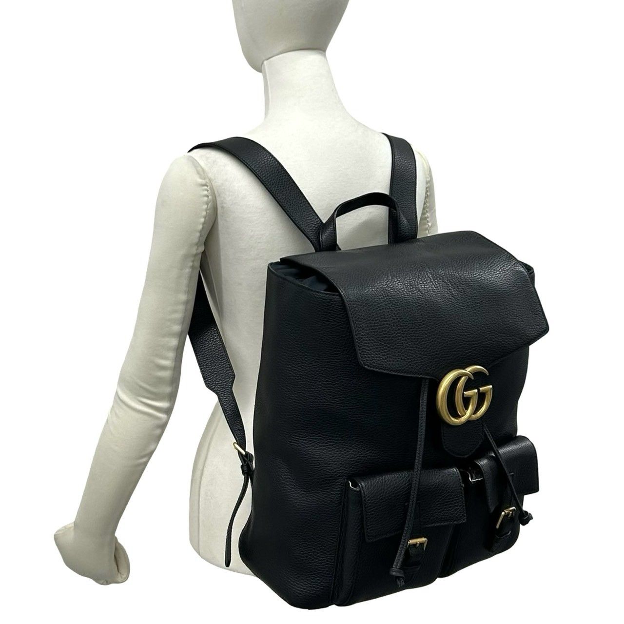 Gucci GG Logo Leather Backpack Black — view 2