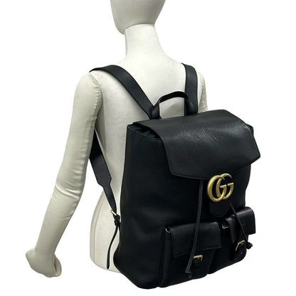 Gucci GG Logo Leather Backpack Black — view 2