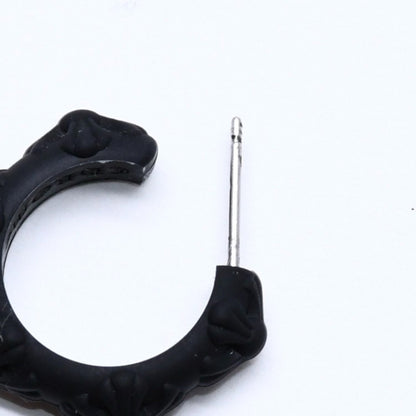 Chrome Hearts Rubber Hoop Cross Small Band Silicon Earrings Black — view 6