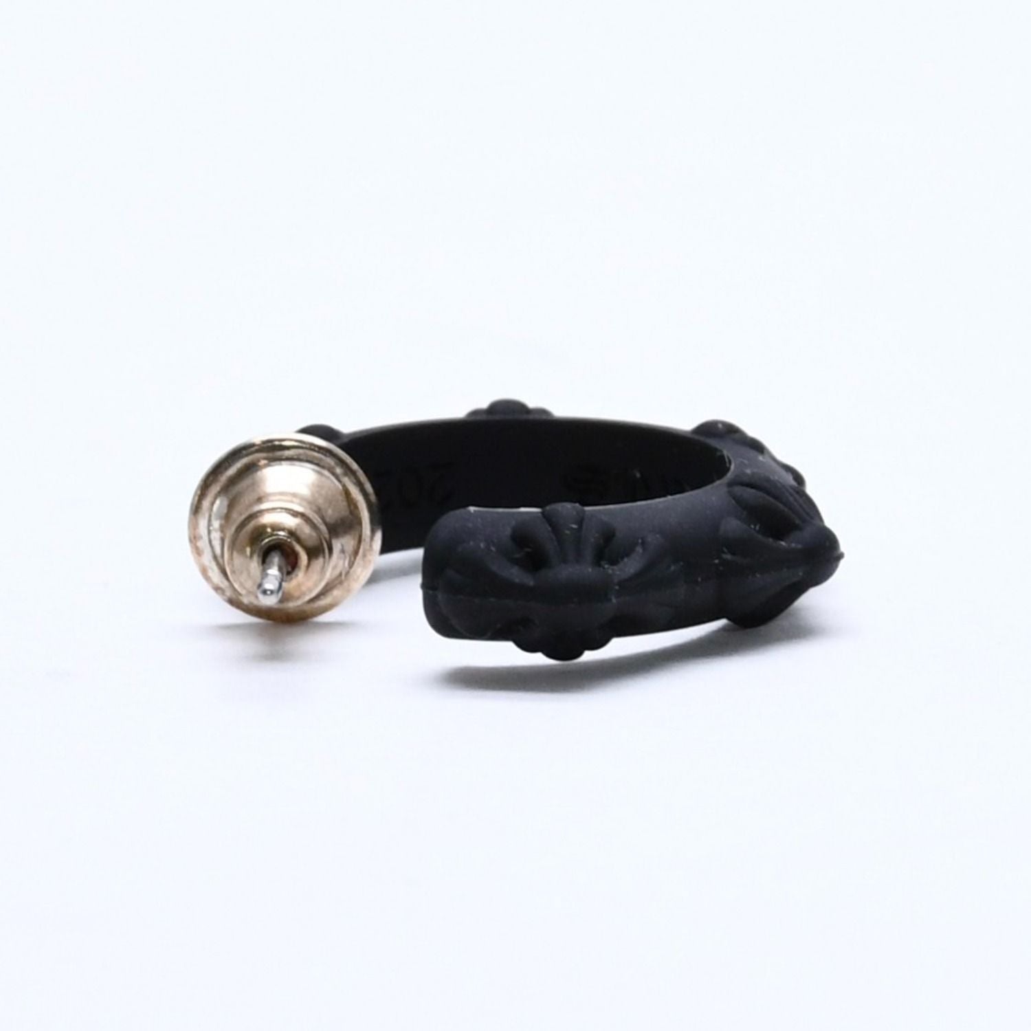 Chrome Hearts Rubber Hoop Cross Small Band Silicon Earrings Black — view 5