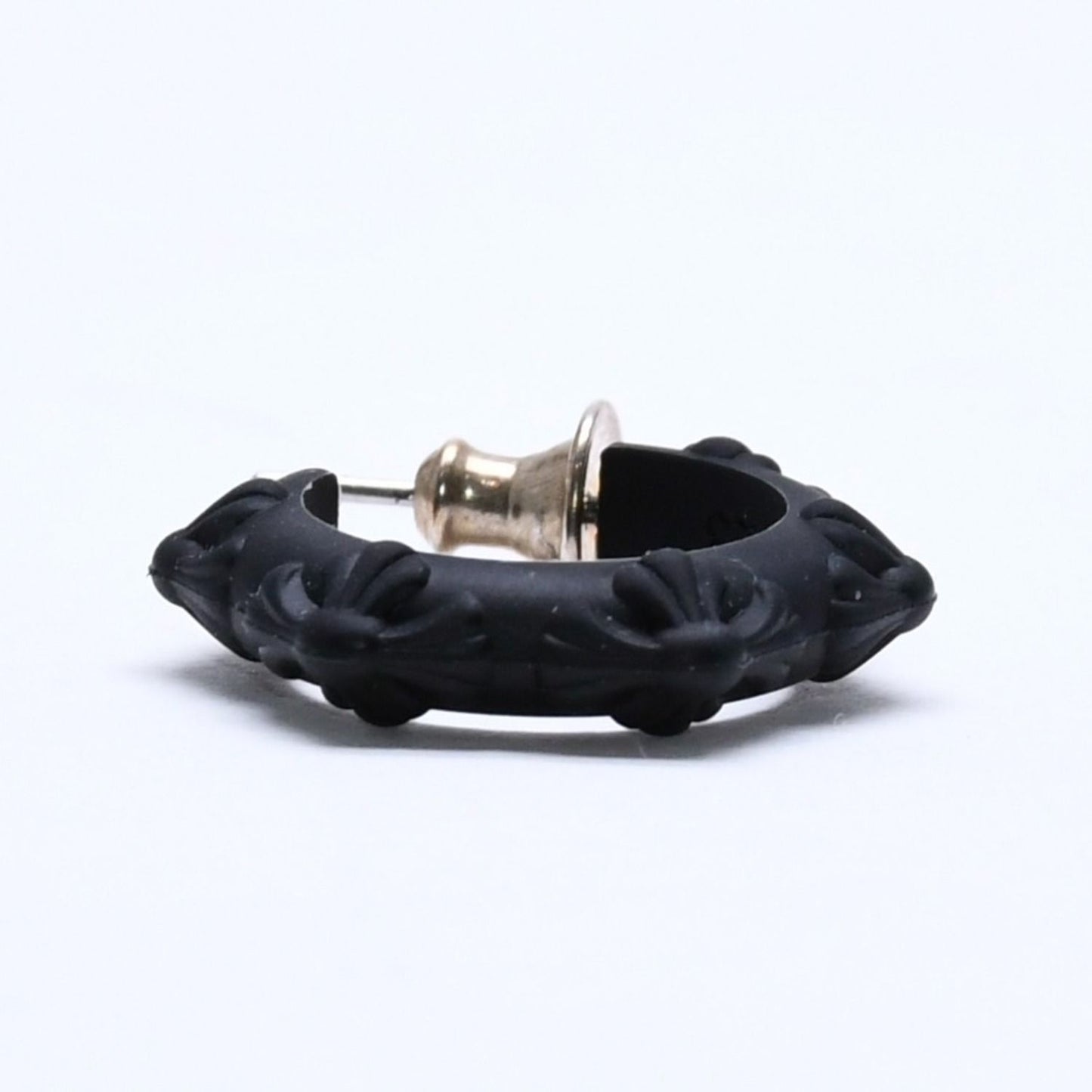 Chrome Hearts Rubber Hoop Cross Small Band Silicon Earrings Black — view 3