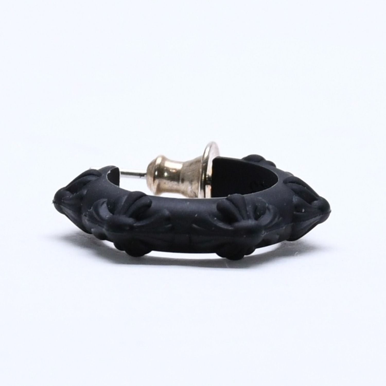 Chrome Hearts Rubber Hoop Cross Small Band Silicon Earrings Black — view 3