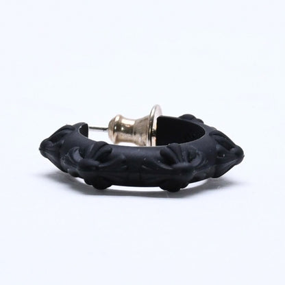 Chrome Hearts Rubber Hoop Cross Small Band Silicon Earrings Black — view 3