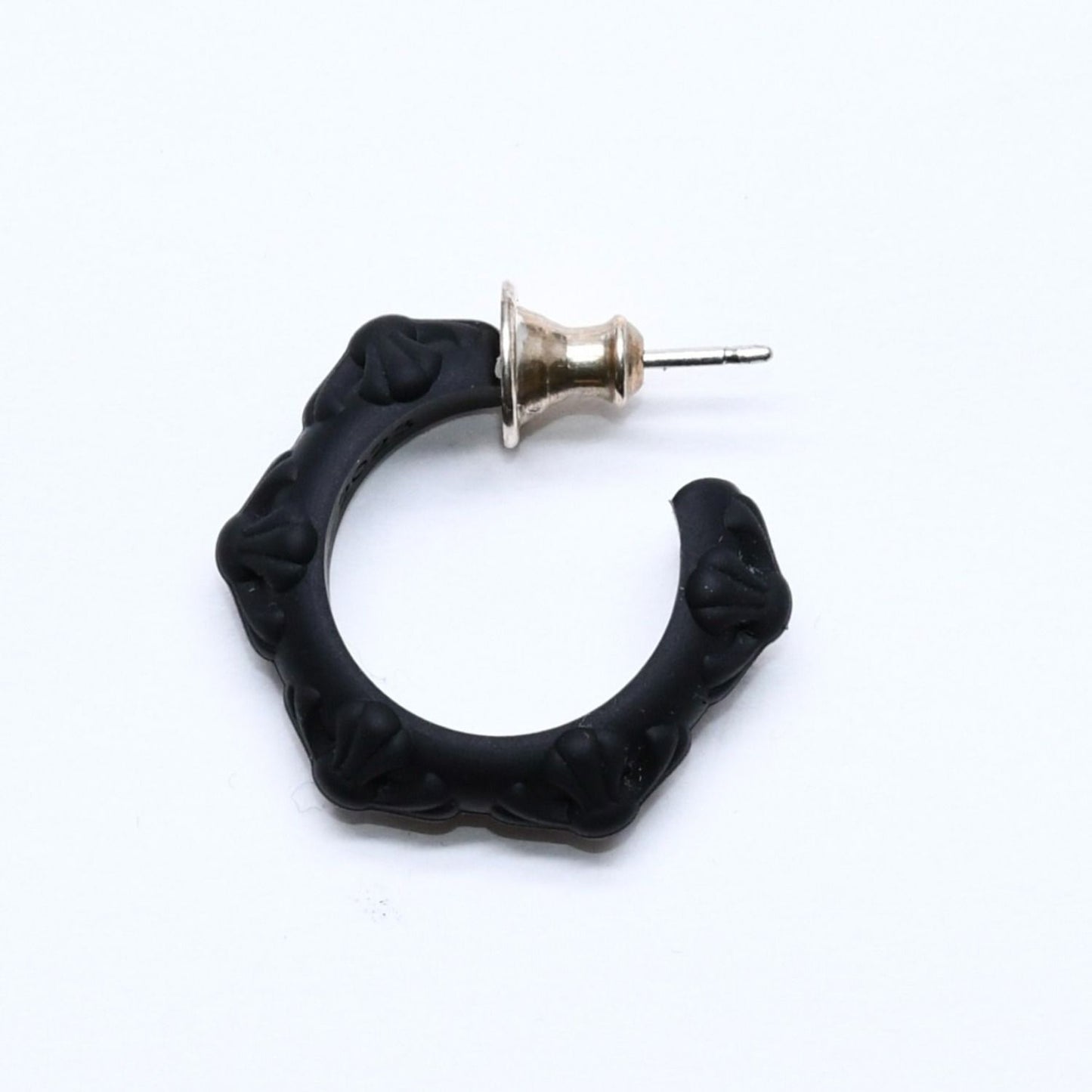 Chrome Hearts Rubber Hoop Cross Small Band Silicon Earrings Black