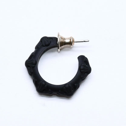 Chrome Hearts Rubber Hoop Cross Small Band Silicon Earrings Black