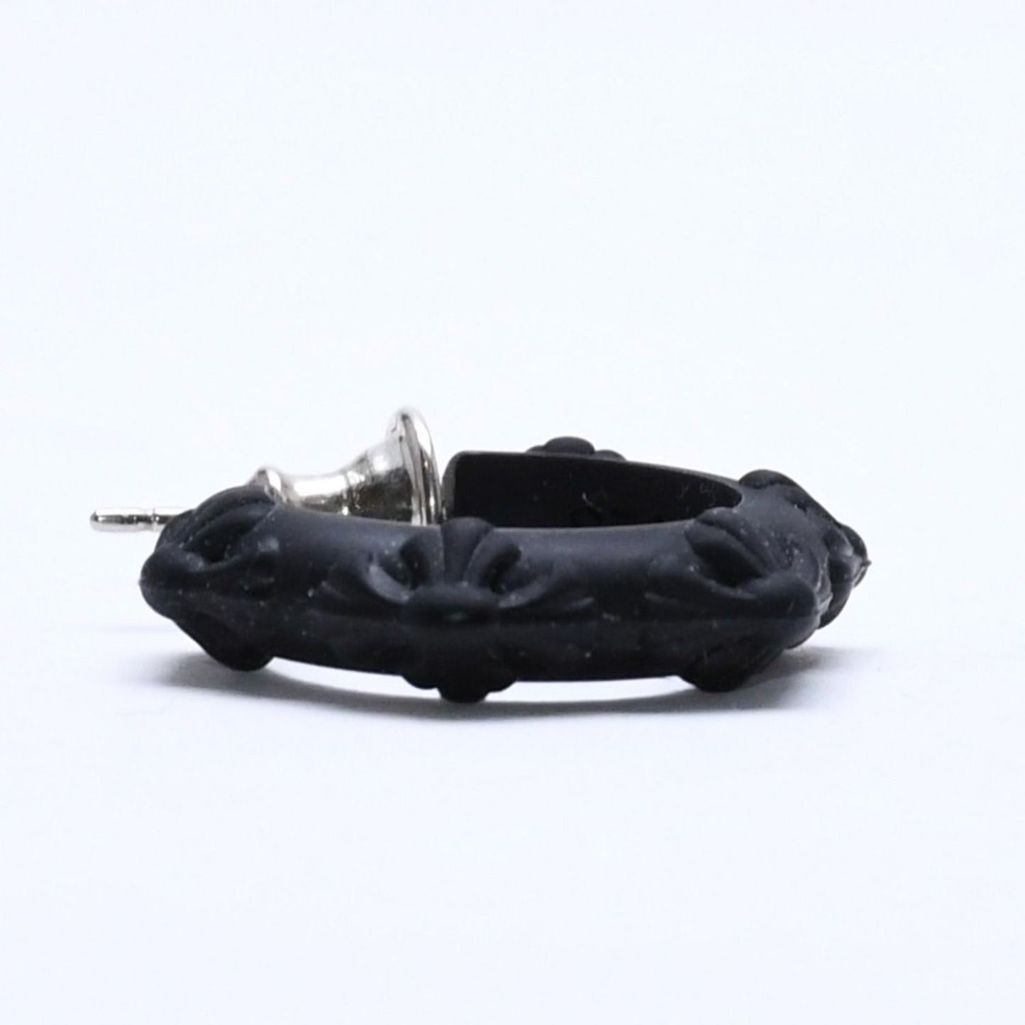 Chrome Hearts Rubber Hoop Cross Small Band Silicon Earrings Black — view 3