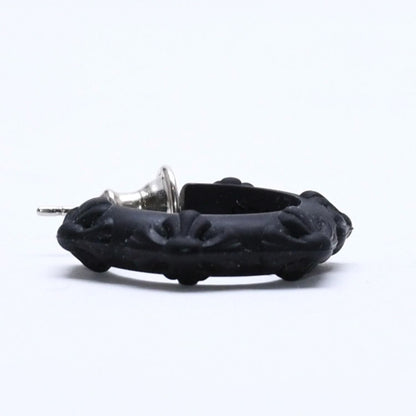 Chrome Hearts Rubber Hoop Cross Small Band Silicon Earrings Black — view 3