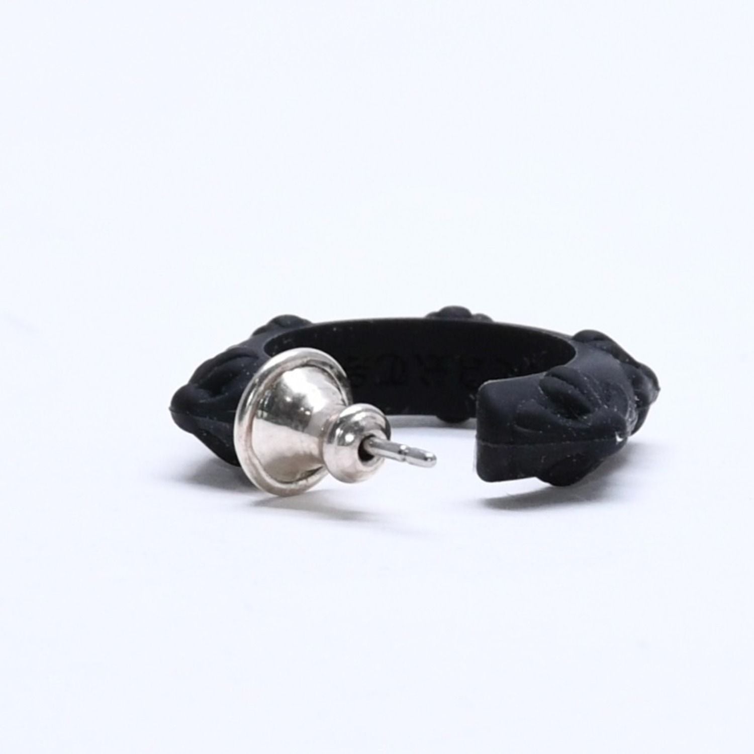 Chrome Hearts Rubber Hoop Cross Small Band Silicon Earrings Black — view 5