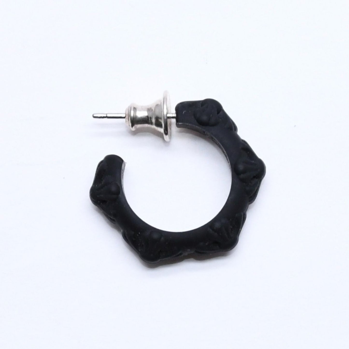 Chrome Hearts Rubber Hoop Cross Small Band Silicon Earrings Black — view 2